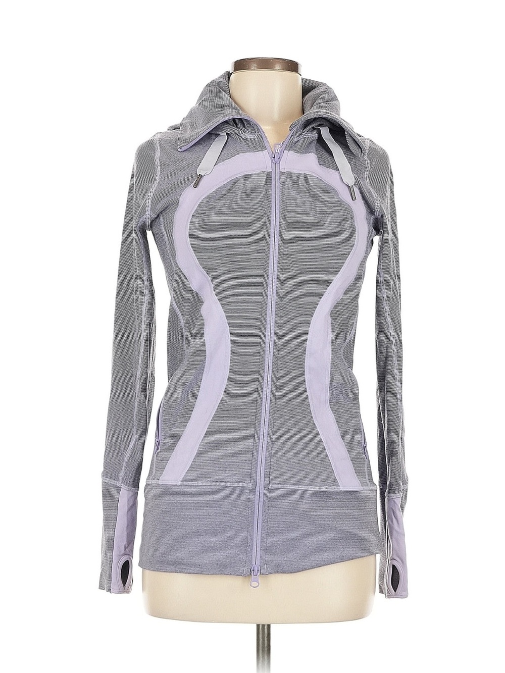 Lululemon In Stride lavender and gray Zip-Up Hooded Athletic Jacket 6